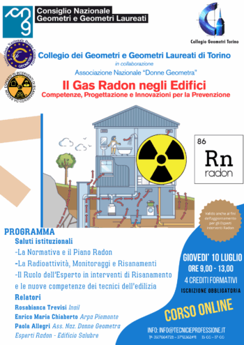Corso online modalità sincrona: Il Gas Radon negli Edifici  Competenze, Progettazione e Innovazioni per la Prevenzione (D.lgs n.101/2020 e D.lgs n.203/2022)